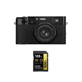 Máquina Fotográfica FUJIFILM X100VI Preto + Lexar 128GB 1800x UHS-II - 1