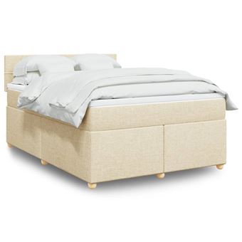 Cama com molas/colchão vidaXL | 140x190 cm | tecido cor creme - 1