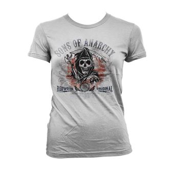 T-shirt para Mulher Sons Of Anarchy Distressed Flag | Branco | XXL - 1