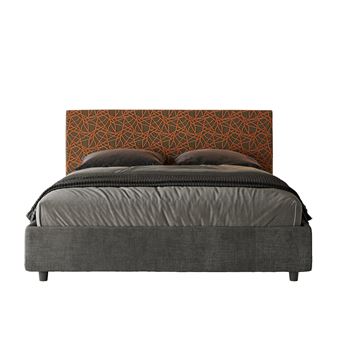 Cama de Casal Queen Size sem Estrado Estofada Ityhome Arla | 160x200 cm | Tecido Era 04 laranja - 1
