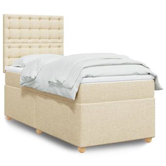 Cama com molas/colchão vidaXL | 90x200 cm | tecido cor crème - 1