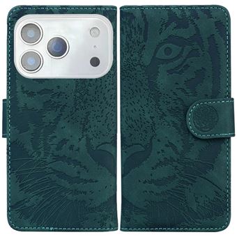 Capa ZURSANA para iPhone 17 Pro | Flip | Couro Sintético | Estampa de Tigre | Espaços para Cartões | Verde - 1