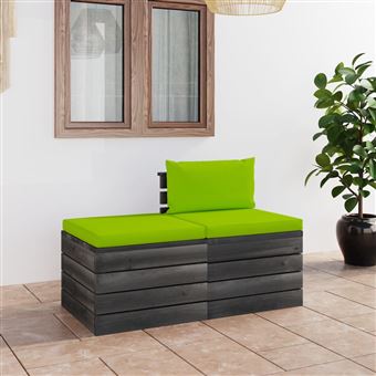 Conjunto lounge de paletes vidaXL 2 peças com almofadões pinho maciço - 1