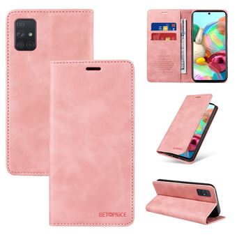 Capa FOXDOCK para Samsung Galaxy A71 4G | Bloqueio RFID | TPU | Aba/Detalhes em Pele Sintética | Compartimentos para cartões | Rosa - 1