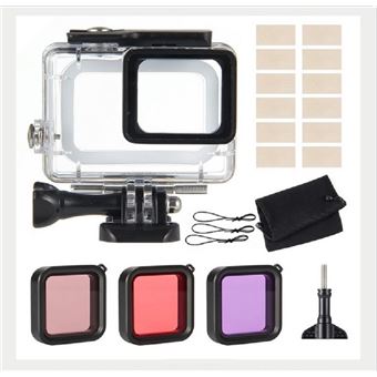 Pack 6 em 1 kit de montagem, estojo protetor e filtro e inserção anti-fog WISETONY para GoPro Hero 5/ 6/ 7 Black