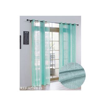 Cortina de Linho com Tecido Translúcido BOD HOME | 140x260cm | Azul Turquesa - 1