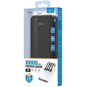 Power Bank Portátil Iser Sd2001 para Aparelhos Eletrónicos com Luzes LED | 10000Mah - Preto - 1