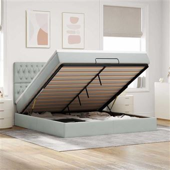 Estrutura cama otomana com colchões vidaXL | 180x200 cm | veludo cinzento claro - 1