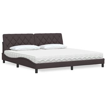 Cama com colchão vidaXL |  200x200 cm | tecido castanho-escuro - 1