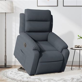 Poltrona reclinável vidaXL | elevatória elétrica veludo cinzento-escuro - 1