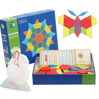 Caixa de Puzzles de Blocos com Padrão Geométrico Somnowdirect | Madeira | 130 Peças - 1