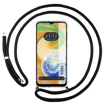 Capa Tumundosmartphone suspensa transparente para Samsung Galaxy A04s com cordão preto - 1