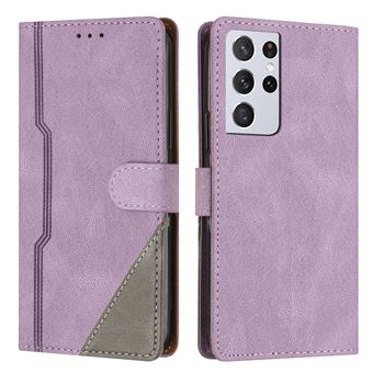 Capa FOXDOCK para Samsung Galaxy S21 Ultra | Fecho Magnético | Pele TPU Macia | 3 Compartimentos para Cartões | Função de Suporte | Roxo - 1