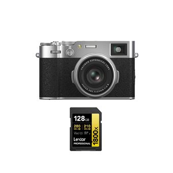 Máquina Fotográfica FUJIFILM X100VI Prata + Lexar 128GB 1800x UHS-II - 1