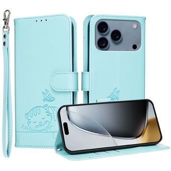 Capa FOXDOCK para iPhone 17 Pro Max | Flip | Bloqueio RFID | Fecho Magnético | Pele Sintética | Alça de Pulso Amovível | Verde Claro - 1