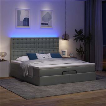 Estrutura de Cama Otomana com Colchões vidaXL | tecido cinzento escuro - 1