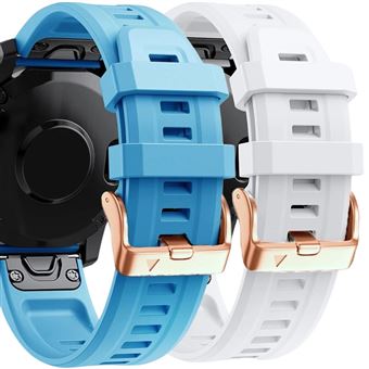 Pack 2 x Braceletes de Silicone com Fecho de Metal Antiimpacto para Garmin Descent Mk3 43mm - Azul e Branco - 1