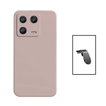 Kit Phonecare Suporte Magnético L Safe Driving Carro + Capa Silicone Líquido para Xiaomi 13 - Rosa - 1