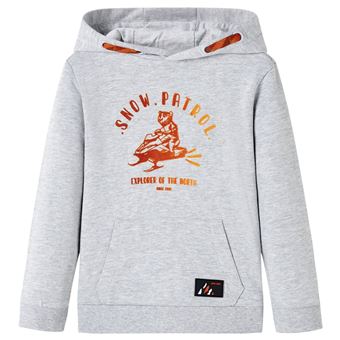 Sweatshirt para criança | vidaXL | com capuz cinzento mesclado e laranja 116 | 5 a 6 anos - 1