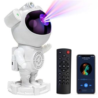 Projetor de Luz KINGCENTON Clinks Mini Astronauta | Céu Estrelado - Nebulosa Galáxia KINGCENTON - Caixa de Som Bluetooth - Controle Remoto - Branco - 1