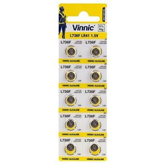 Pilhas Alcalinas Vinnic AG3 LR41 L736F | 1.5 V | Blister 10 Unidades - 1