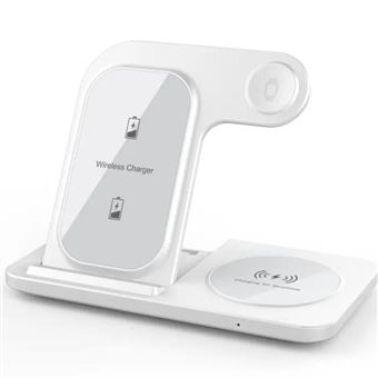 Base ajustável carregador sem fio Antiimpacto 3x1 Iphone / Airpods / Apple Watch | branco - 1