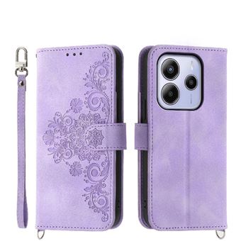 Capa ZURSANA para Xiaomi Redmi Note 14 4G | Pele com Fecho de Encaixe para Colar + Cordão em Pele | Roxo - 1