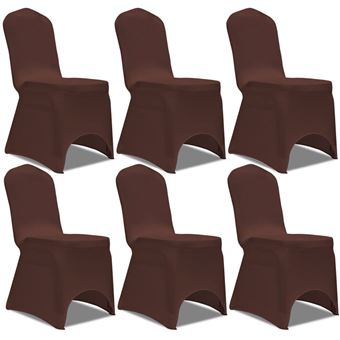 Capa Extensível Completa vidaXL para cadeira 6 pcs castanho - 1