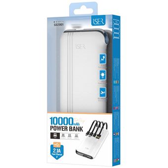 Power Bank Portátil Iser Sd2001 para Aparelhos Eletrónicos com Luzes LED | 10000Mah - Branco - 1