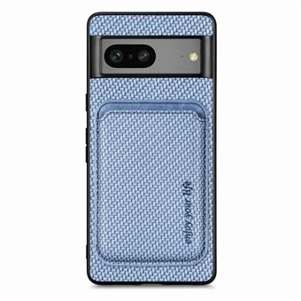 Capa e TPU + PU magnético, textura de fibra de carbono com suporte Magunivers para cartão Magunivers para Google Pixel 7 5G - azul - 1