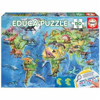 Puzzle Educa Mapa Mundo Dinossauros | 150 Peças - 1