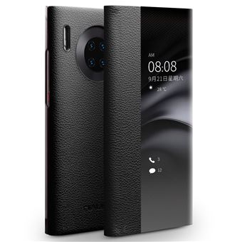 Capa de Couro Dourado Genuíno QIALINO slim com janela de toque Preta para Huawei Mate 30 Pro - 1