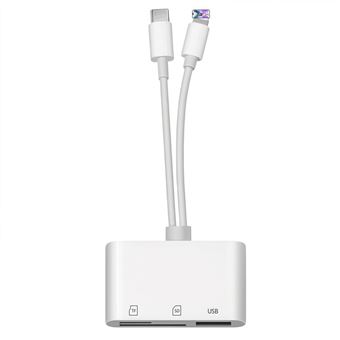 Adaptador OTG Lightning e Type-c para SD/TF/USB V-REEL QT22 | Branco - 1