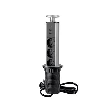 Multiconector Emuca extraível Vertikal A+C | EU | Pintado alumínio | Plástico e Alumínio | 1 ud. - 1