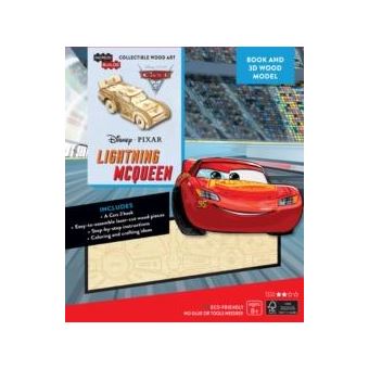 Incredibuilds Disney Pixar Cars 3 Lightning Mcqueen 3D Wood Model And Book - 1
