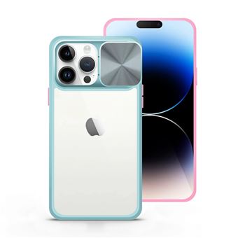 Capa Antichoque Premium com tampa da câmera deslizante MisterCapas para iPhone 14 Pro Max | Azul Turquesa - 1