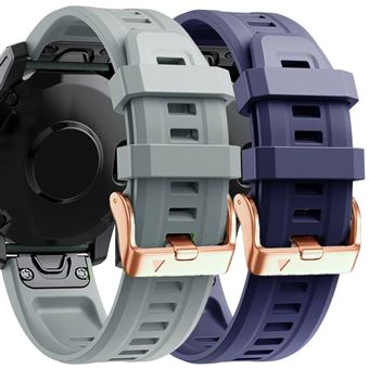Pack 2 x Braceletes de Silicone com Fecho de Metal Antiimpacto para Garmin Instinct 2S - Cinzento e Roxo - 1
