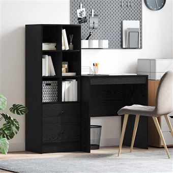 Mesa com Armazenamento vidaXL | 2 Peças | Carvalho preto 70 x 50 x 76 cm - 1