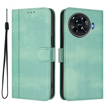 Capa FOXDOCK para Tecno Spark 20 Pro Plus 4G | Estilo Vintage | TPU com Textura de Pele Antiderrapante | Compartimentos para Cartões e Suporte | Verde claro - 1