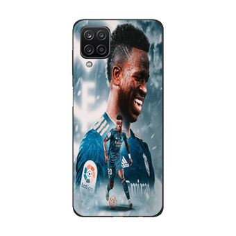 Capa Maniacase para Samsung Galaxy A12 | Vinicius Jr Real Madrid Papel de Parede Azul - 1