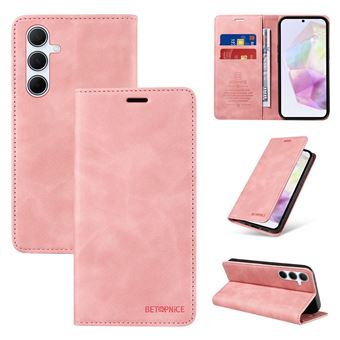 Capa FOXDOCK para Samsung Galaxy A56 5G | Bloqueio RFID | TPU | Aba/Detalhes em Pele Sintética | Compartimentos para cartões | Rosa - 1