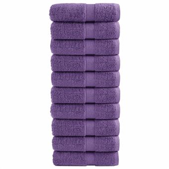 Toalhas de bidé premium vidaXL | 10 peças | 30x50 cm | 600 gsm algodão roxo - 1