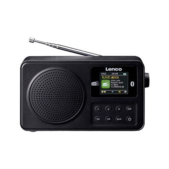 Rádio Portátil Lenco | DAB+/FM com Bluetooth e antena telescópica | Preto - 1