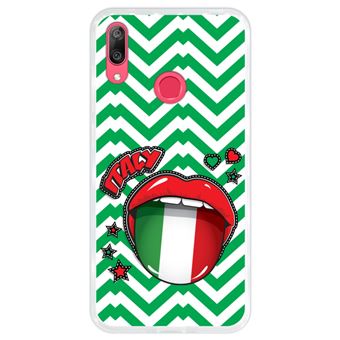 Capa Hapdey para Huawei Y7 2019 - Y7 Prime 2019 Design Bandeira de Itália, Pop Art Sexy Lábios Vermelhos em Silicone Flexível e TPU