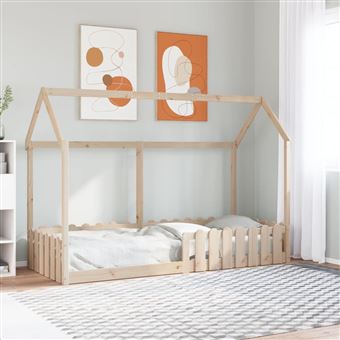 Cama infantil em formato de casa vidaXL | 80x200 cm | madeira de pinho maciça - 1
