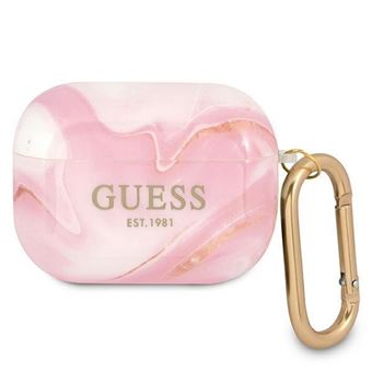 Capa Original TPU Guess Airpods Pro Mármore Rosa - 1