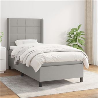 Cama com molas e colchão vidaXL | 90x200 cm | tecido cinza-claro - 1
