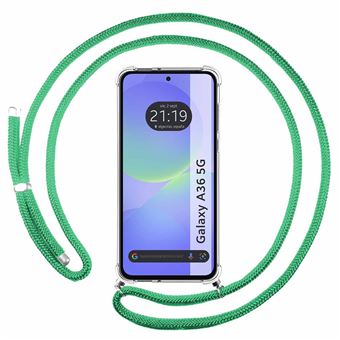 Capa TUMUNDOSMARTPHONE Transparente para Samsung Galaxy A56 5G com cordão verde-água - 1