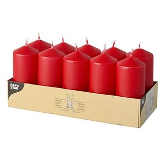 Vela papstar 17918 cilindro vermelho 10 unidade(s) - 1
