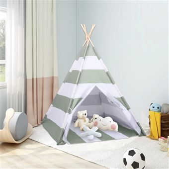 Tenda Teepee Infantil vidaXL com saco 120x120x150cm pele pêssego riscas - 1